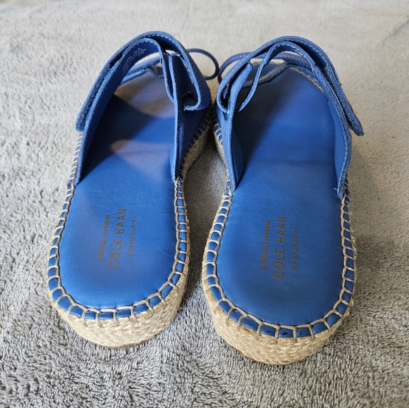 Cole Haan Blue Cloudfeel Espadrille Slide Wedge Sandals Size 10 - Picture 4 of 11